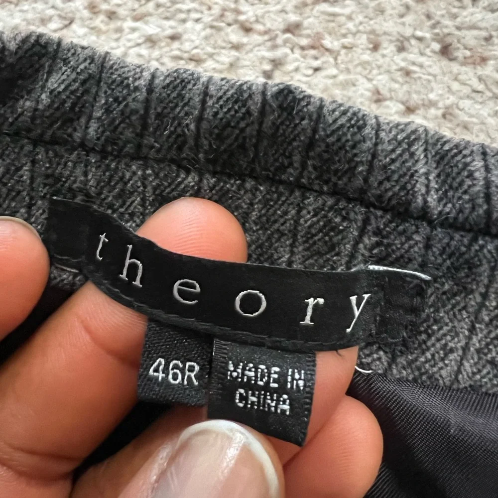 THEORY ‎ Luxe Plush Velvet Tuxedo Blazer Dark Grey Sporty Business Casual 46R